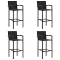 vidaXL Bar Stool 4 Pcs - Counter Height Black Poly Rattan for Indoor/Outdoor Kitchen - Sturdy Powder-Coated Steel Frame, Comfortable Armrests