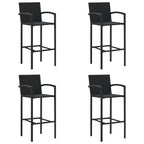 vidaXL Bar Stool 4 Pcs - Counter Height Black Poly Rattan for Indoor/Outdoor Kitchen - Sturdy Powder-Coated Steel Frame, Comfortable Armrests