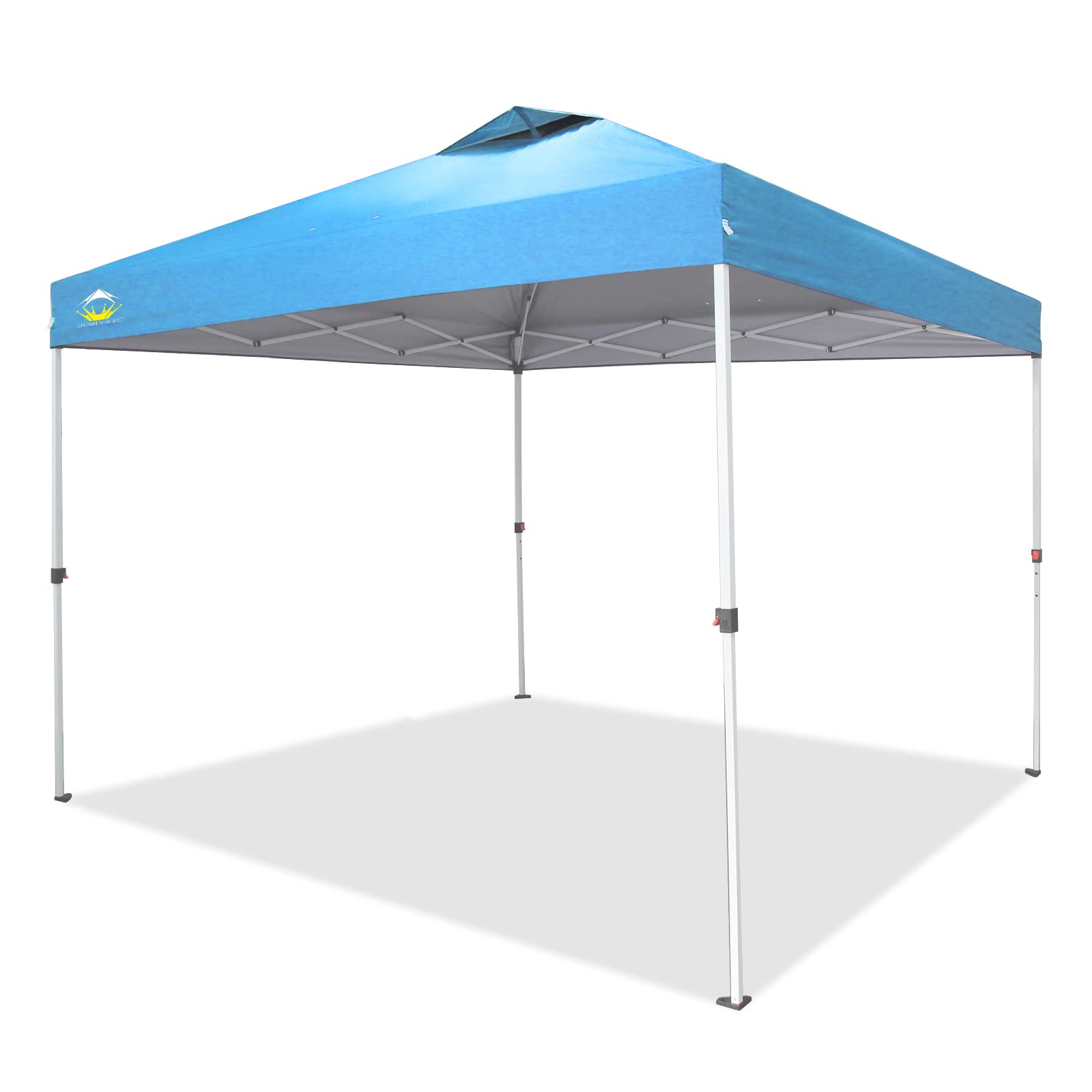 Crown Shades 10X10 Pop Up Canopy, Patented One Push Tent Canopy, Newly Designed Storage Bag, 8 Stakes, 4 Ropes,Sky Blue