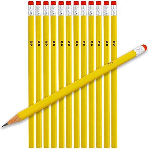 Emraw No 2 Hb Wood Cased Pencils With Eraser Top, Bulk Pack Of 40 Unsharpened Pencil - For Kids, Students, Teachers, Office And