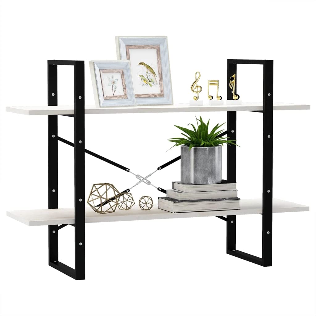 vidaXL 2-Tier Book Cabinet White 39.4&quot;x11.8&quot;x27.6&quot; Solid Pine Wood