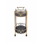 Acme Ottesen Oval Glass Top Serving Cart with 2 Shelves in Gold