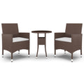 vidaXL 3 Piece Patio Dining Set Poly Rattan Brown