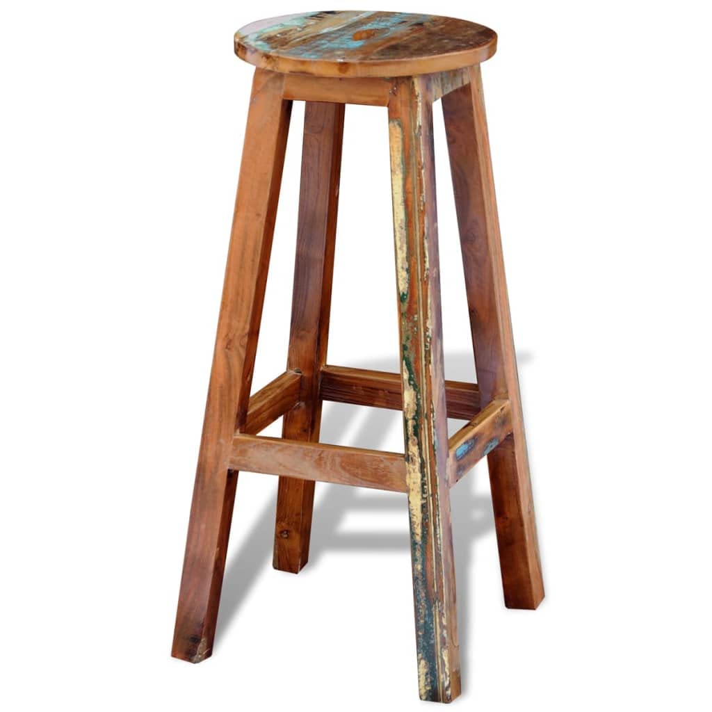 vidaXL Handmade Solid Reclaimed Wood Bar Stool - Timeless Antique Style Furniture with Optimum Seating Comfort, Sustainable Development