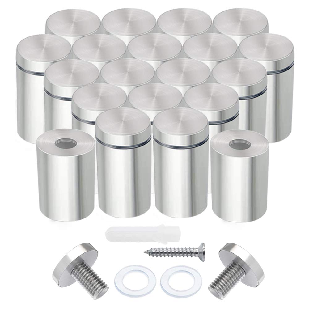 Stainless Steel Standoff Screws, 20Pcs 1/2 X 1 Inch Wall Standoff Sign Holders Screws, Mounting Glass Hardware For Hanging Acryl