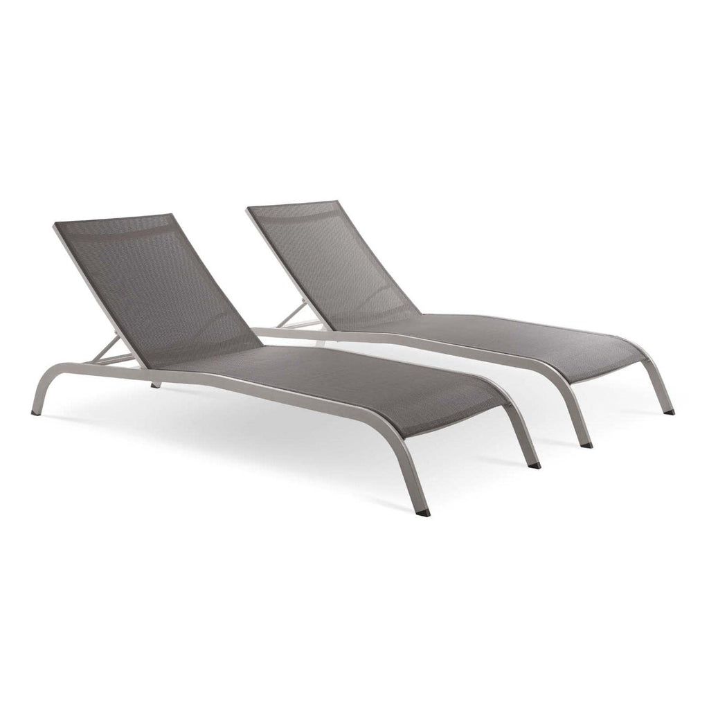 Modway Savannah Modern Aluminum Outdoor Chaise Lounge In Gray (Set Of 2)