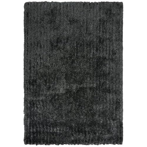 Alora Decor Eclipse 5'X7'6&quot; Striped Shag Black/Gray/Rust/Blue Tufted Area Rug