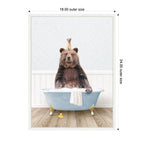 Sylvie Bear and Weasel in Cottage Blue Bathtub Framed Canvas by Amy Peterson