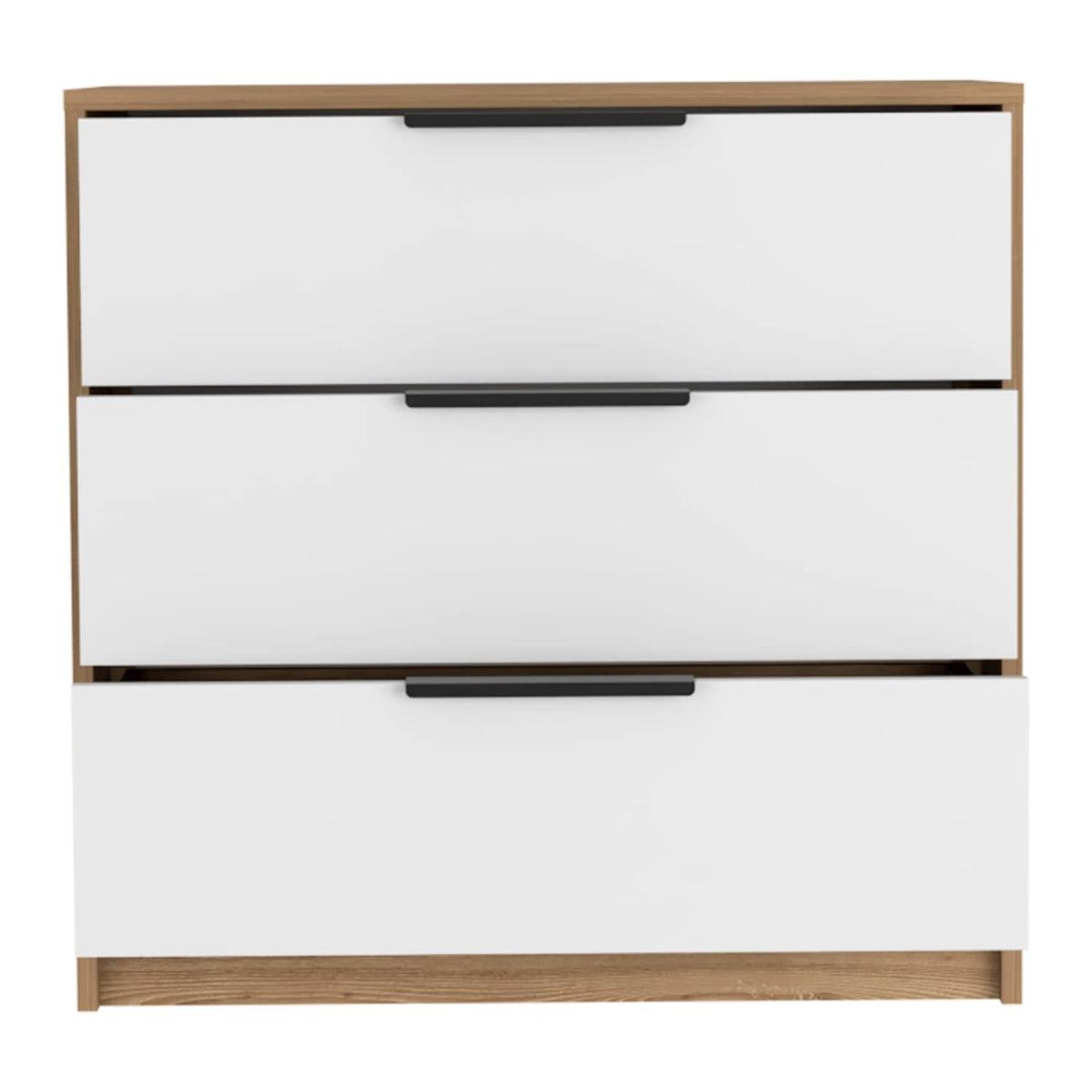 Dresser 27&quot; H, 3 Drawers Dresser, Superior Top, White/Light Oak