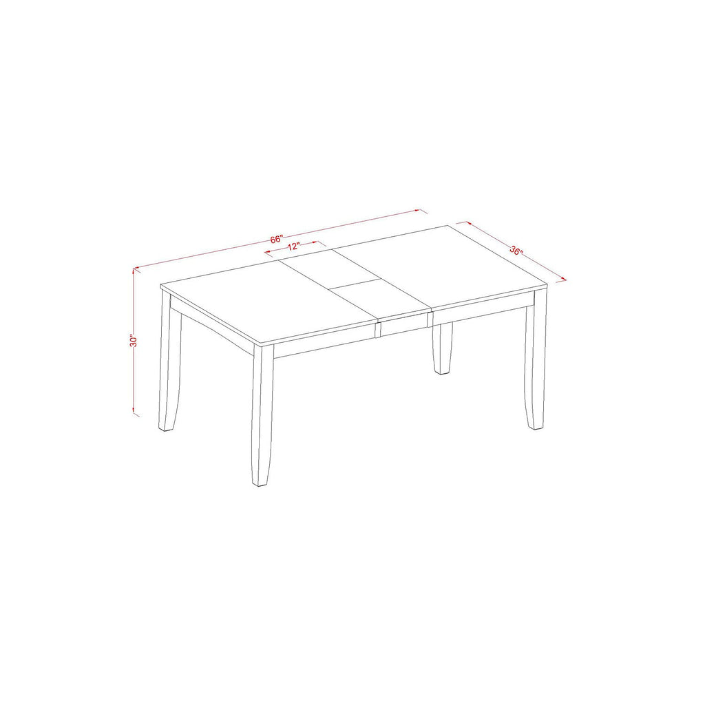 East West Furniture LYVA7-ESP-W Lynfield 7 Piece Set Consist of a Rectangle Dining Room Table with Butterfly Leaf and 6 Wooden Seat Chairs, 36x66 Inch