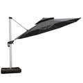 Purple Leaf 13 Feet Double Top Round Deluxe Patio Umbrella Offset Hanging Umbrella Outdoor Market Umbrella Garden Umbrella, Grey
