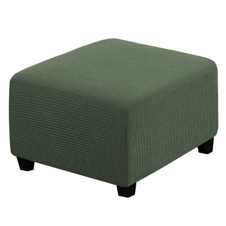 H.Versailtex Square Ottoman Covers Ottoman Slipcovers Folding Storage Stool Furniture Protector Form Fit With Elastic Bottom, Stretch High Spandex Small Checks Jacquard Fabric(Large,Bronze Green)