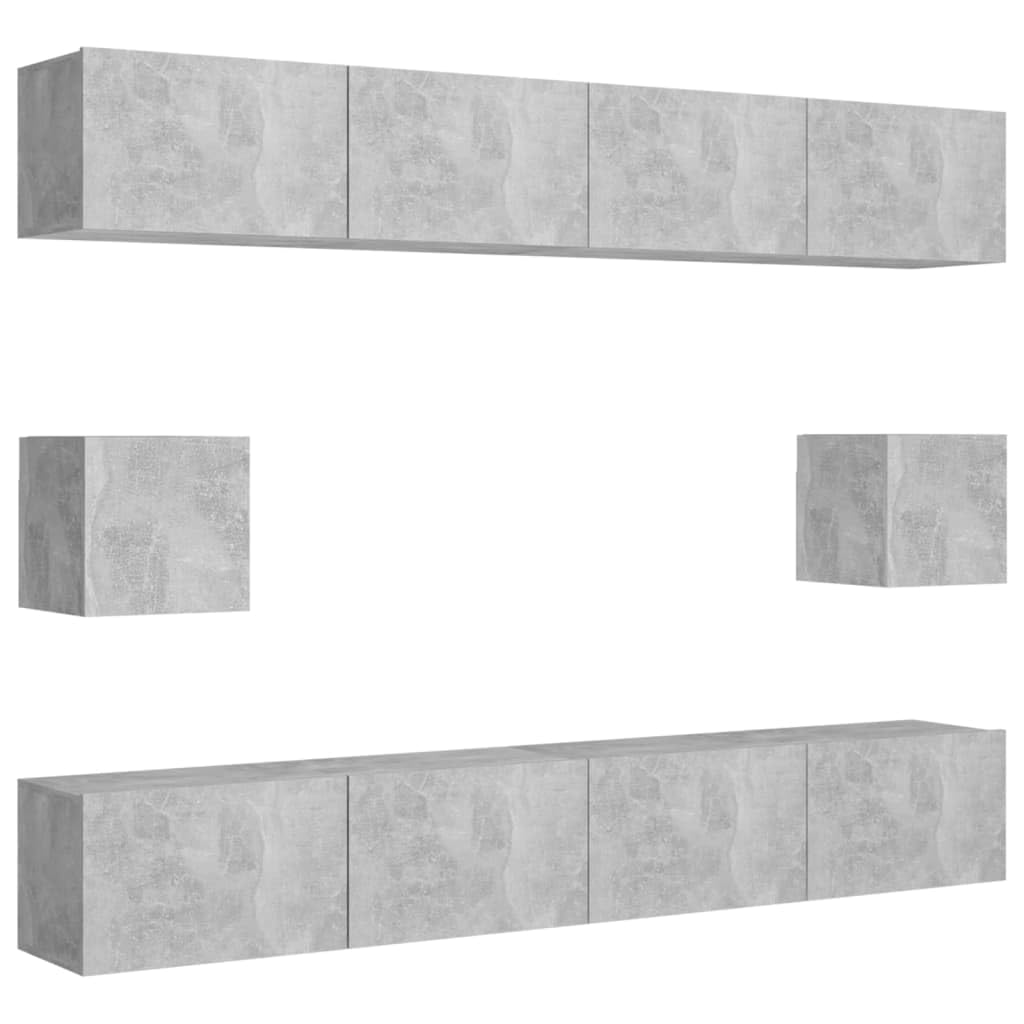 vidaXL TV Cabinet Set 6 Piece TV Stand HiFi Cabinets Plasma Cabinet Stereo Cabinets TV UnitsHome Indoor Concrete Gray Engineered Wood