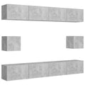 vidaXL TV Cabinet Set 6 Piece TV Stand HiFi Cabinets Plasma Cabinet Stereo Cabinets TV UnitsHome Indoor Concrete Gray Engineered Wood