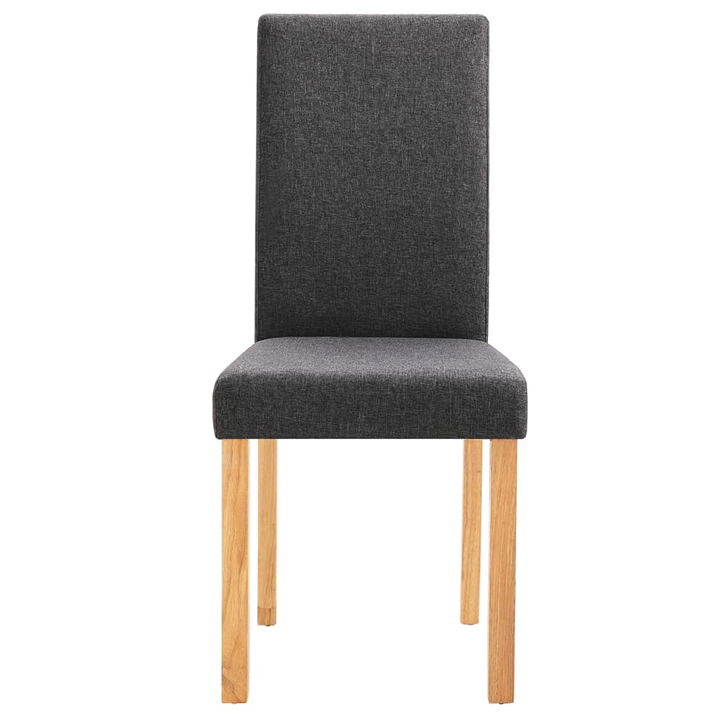 vidaXL 2 pcs Set - Classic Design Dining Chairs - Comfortable Upholstered Seat - Dark Gray Fabric - Sturdy Rubber Wood Frame - Home Dining Room Furniture