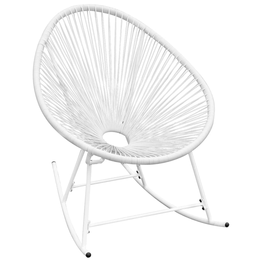 vidaXL White Outdoor Rocking Chair - Scandinavian and Farmhouse Style - Weather-Resistant PE Rattan - Hard-Wearing - Suitable for Daily Use - Dimensions: 28.5&quot; x 30.3&quot; x 35.4&quot;