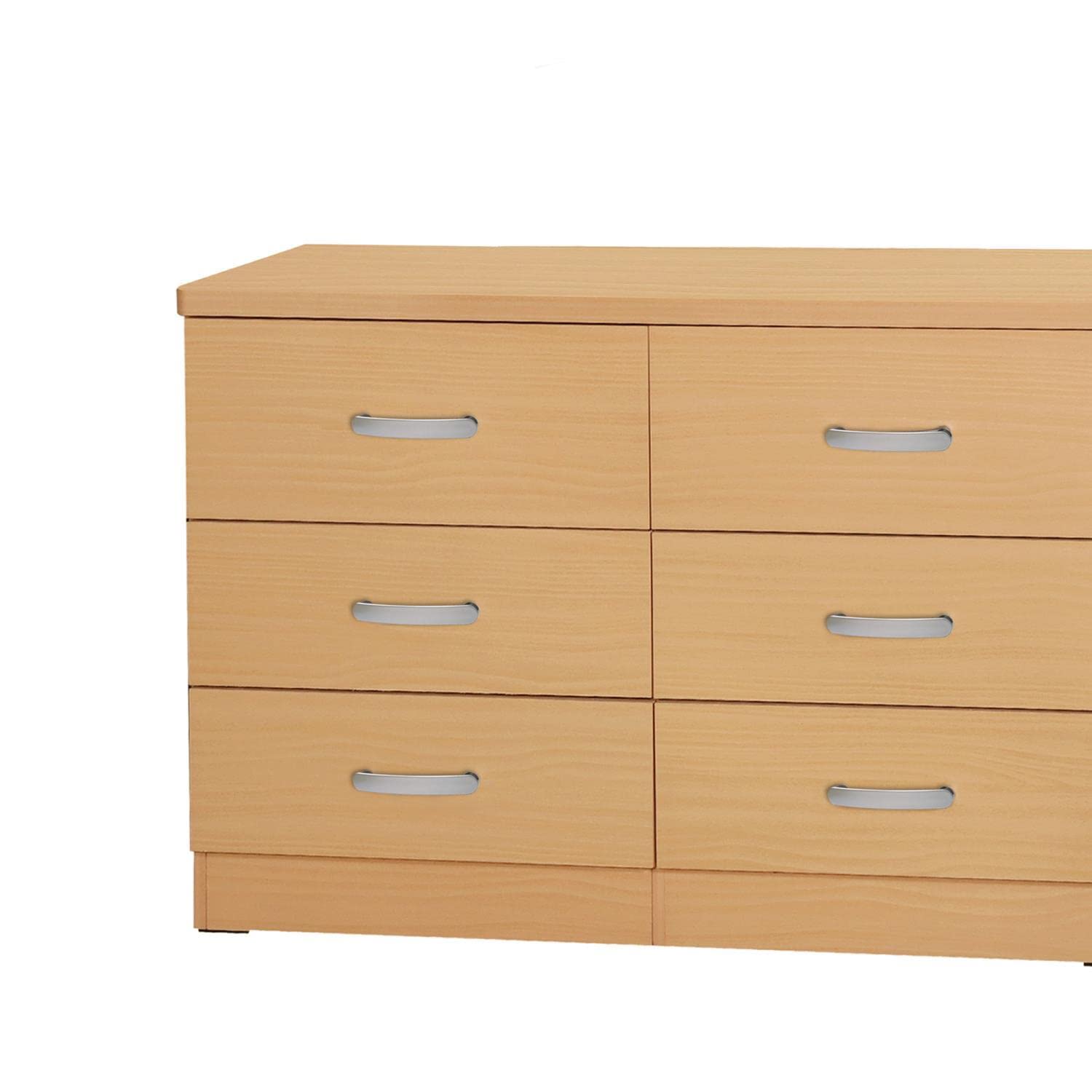 Better Home Products DD and PAM 6 Drawer Engineered Wood Bedroom Dresser in Beech