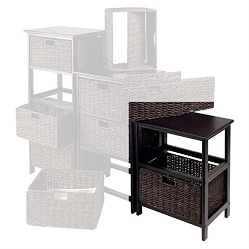 Ergode Wood Omaha Storage Rack: Compact, Sturdy Shelves, 2 Foldable Baskets