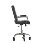 Flash Furniture Camilia Mid-Back Executive Swivel Office Chair With Chrome Frame, Arms, And Transparent Roller Wheels, 24&Quot;, Black Leathersoft