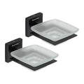 Sanmay Wall Mounted Square Soap Dish with SS Holder(Black Finish) (Set of 2)