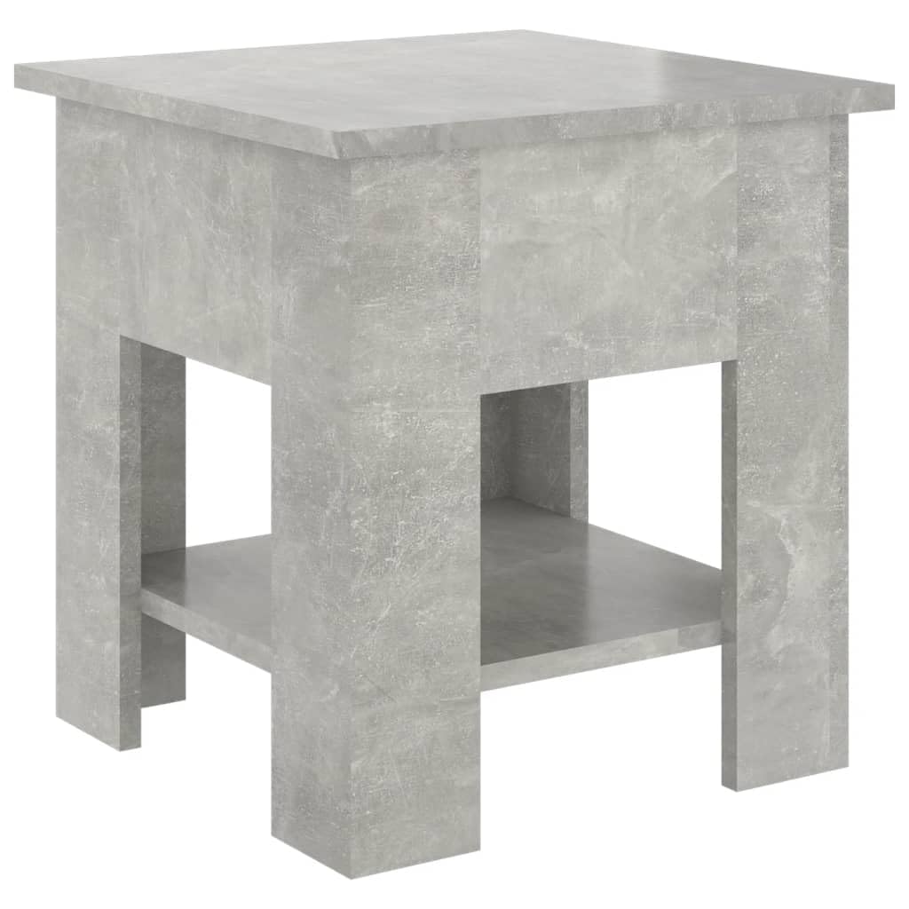 vidaXL Modern Coffee Table with Storage Shelf, Engineered Wood Construction, Easy-to-Clean, Concrete Gray, 15.7"x15.7"x16.5"