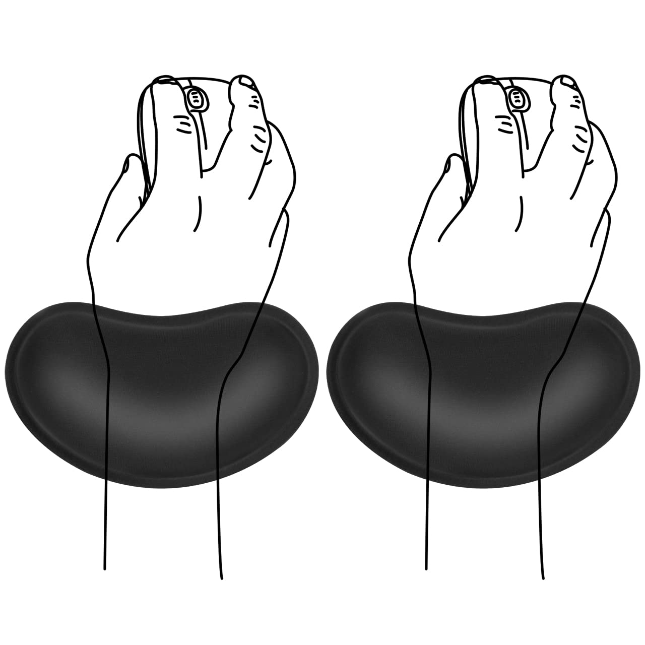 Jikiou 2 Pack Mouse Wrist Rest, Memory Foam Mouse Wrist Rest Pad Support Cushion With Anti-Skid Rubber Base, Ergonomic Pain Reli