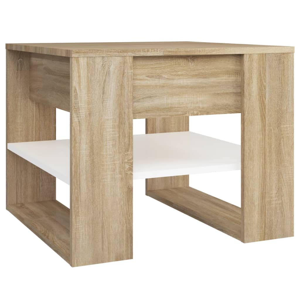 vidaXL Coffee Table in Sonoma Oak and White | Made from Durable Engineered Wood | Includes Storage Shelf | Assembly Required