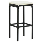 vidaXL 5-Piece Patio Bar Set - Black Poly Rattan & Solid Acacia Wood Table - Outdoor Bar Furniture with Washable Cushions