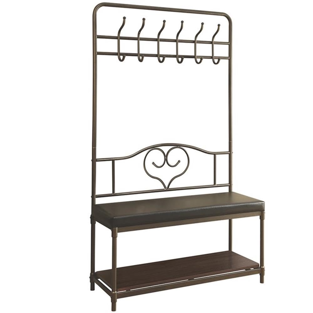 Coaster Furniture Hall Tree Black Faux Leather Polyurethane Dark Bronze 900932