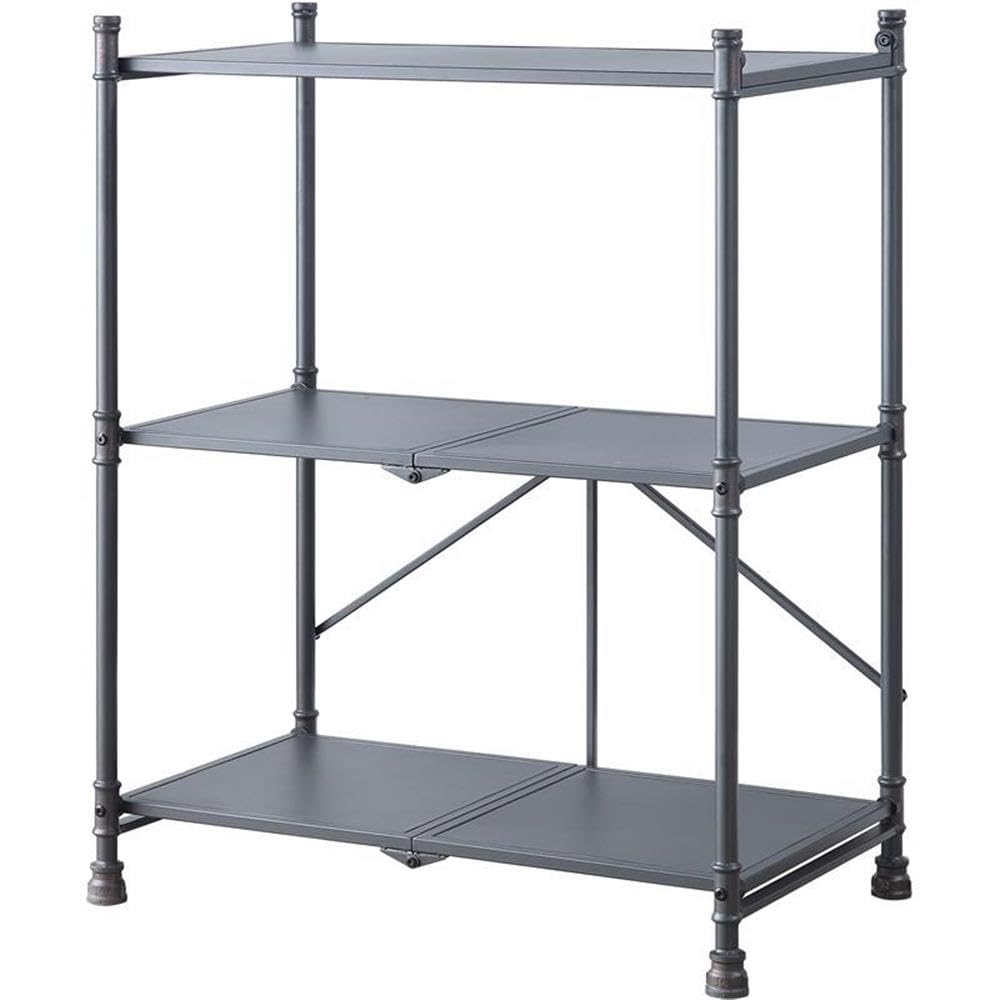 Acme Cordelia 3 Tier Shelves Metal Console Table in Sandy Black and Dark Bronze