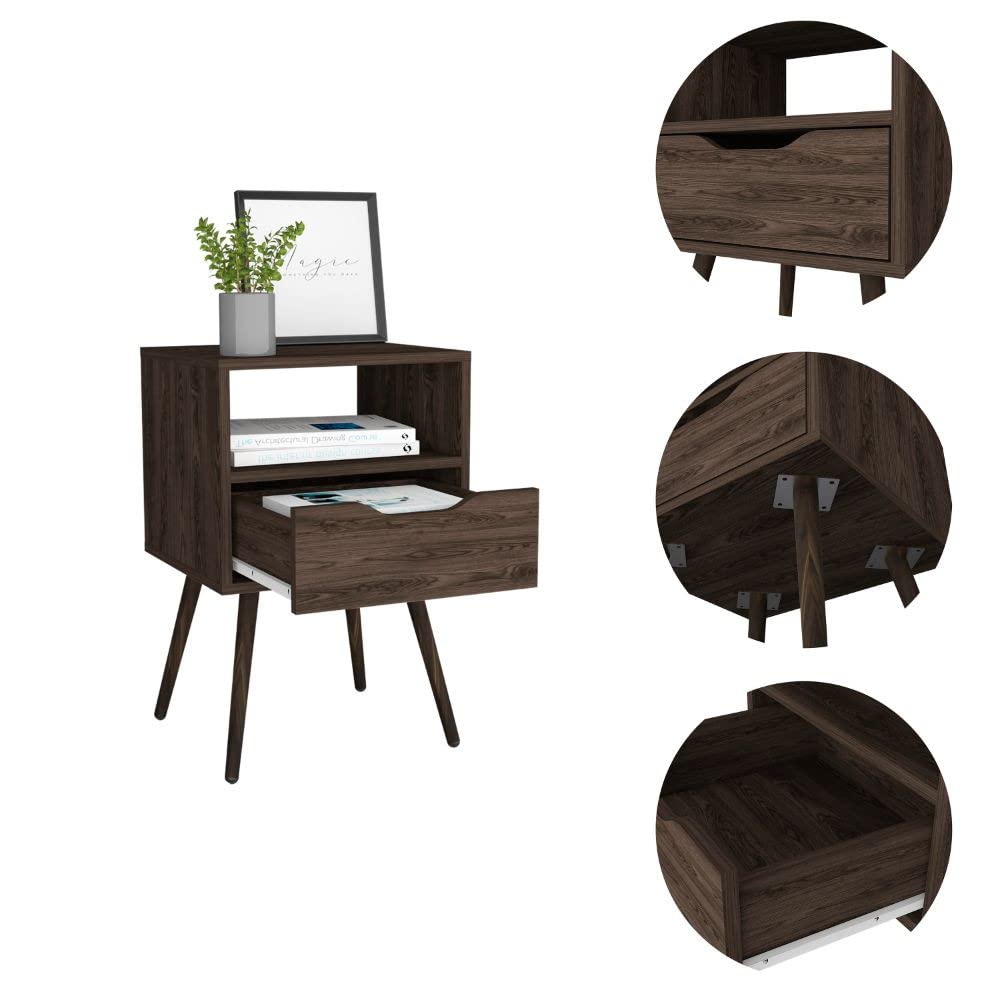 HomeRoots Modern Dark Walnut Bedroom Nightstand
