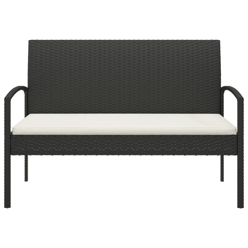 vidaXL Black Patio Bench with Cushion - Thumbnail 3