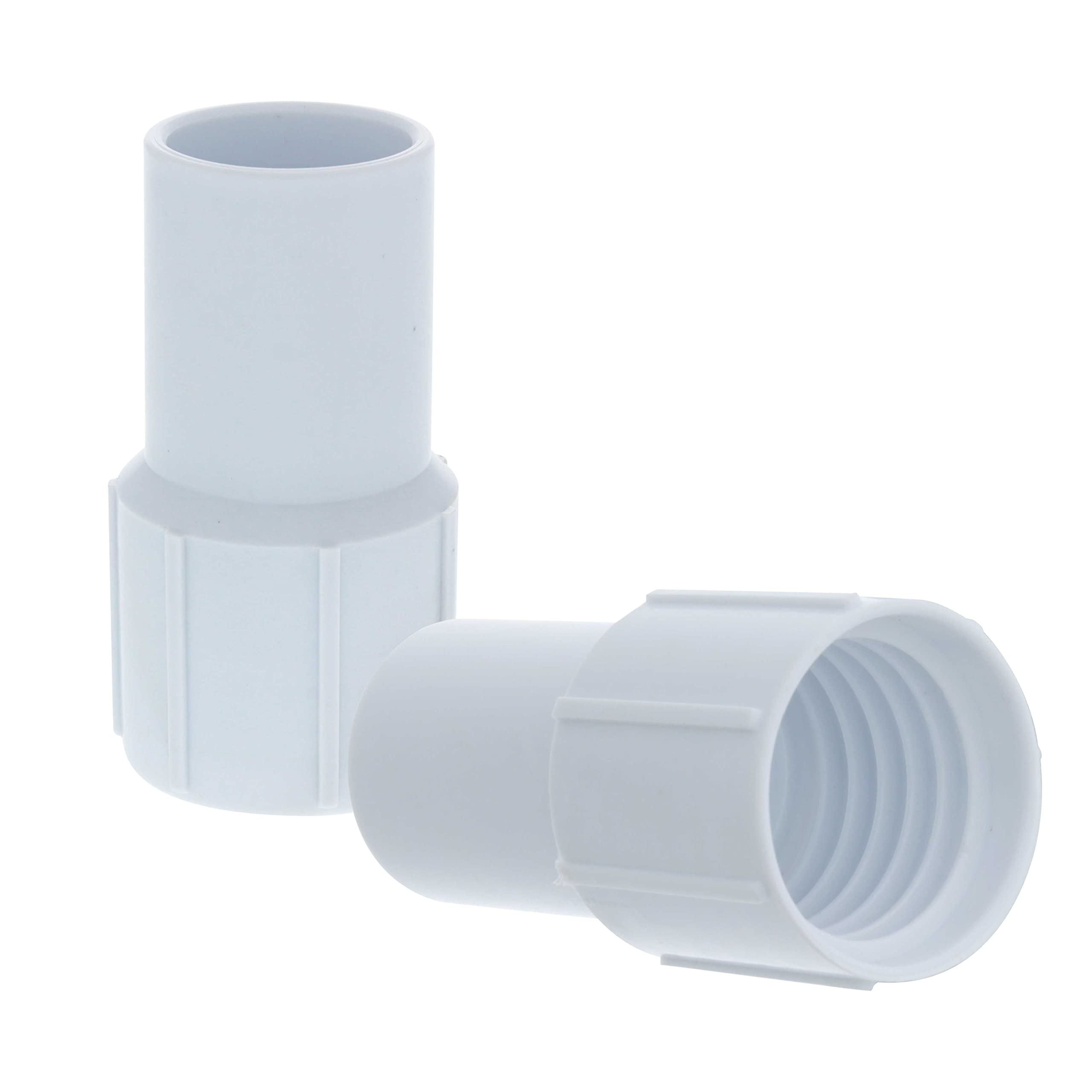 U.S. Pool Supply 1-1/4' Pool Hose Cuff (2-Pack) - Pool Replacement For Spiral-Wound Vacuum Hoses, Threaded Abs Plastic - Connec