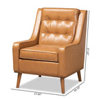 Baxton Studio Daley Modern and Contemporary Tan Faux Leather Upholstered and Walnut Brown Finished Wood Lounge Armchair