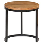 vidaXL Solid Acacia Wood Coffee Table Set with Sheesham Finish - Fully Assembled 3-Piece Nesting End Tables - Industrial Style Steel Frame Side Tables