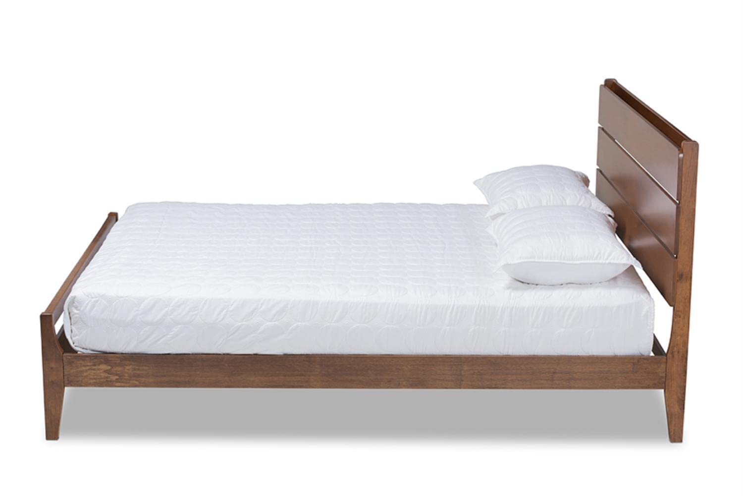 Baxton Studio Avena Mid-Century Modern Walnut Finished Wood Queen Size Platform bed