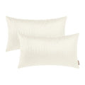BRAWARM Faux Leather Pillow Covers 12 X 20 Inches, Ivory White Leather Pillow Covers Pack of 2, Crocodile Leather Decorative Lum