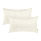 BRAWARM Faux Leather Pillow Covers 12 X 20 Inches, Ivory White Leather Pillow Covers Pack of 2, Crocodile Leather Decorative Lum