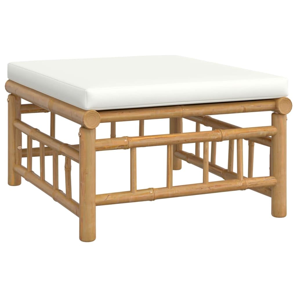 vidaXL 12 Piece Patio Lounge Set - Bamboo Outdoor Furniture with Cream White Cushions, Durable and Comfortable, Farmhouse Style, Flexible Modular Configuration - Brown and Cream