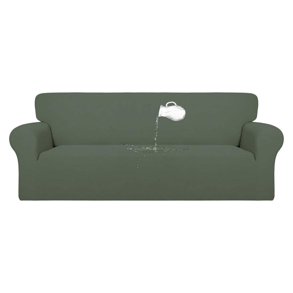 Purefit 100% Dual Waterproof Couch Cover Slipcovers For Couches And Sofas - Stretch Non Slip Fleece Sofa Covers Washable, Leakproof Furniture Protector For Kids, Pets (Oversized Sofa, Greyish Green)