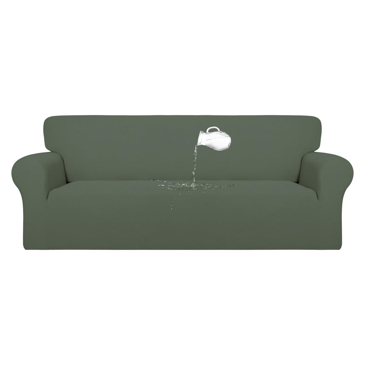 Purefit 100% Dual Waterproof Couch Cover Slipcovers For Couches And Sofas - Stretch Non Slip Fleece Sofa Covers Washable, Leakproof Furniture Protector For Kids, Pets (Oversized Sofa, Greyish Green)
