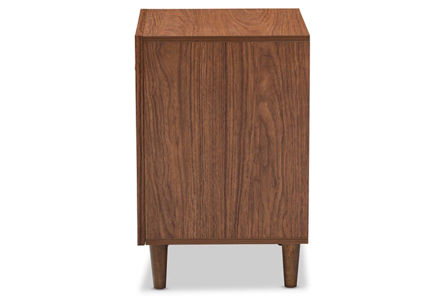 Baxton Studio Harlow Nightstand, Medium, White and Walnut