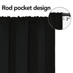 Easy-Going Rod Pocket Blackout Curtains For Bedroom, Room Darkening Window Curtains For Living Room, Thermal Insulated Noise Reduction Solid Window Drapes, 2 Panels(52X56 In, Black)