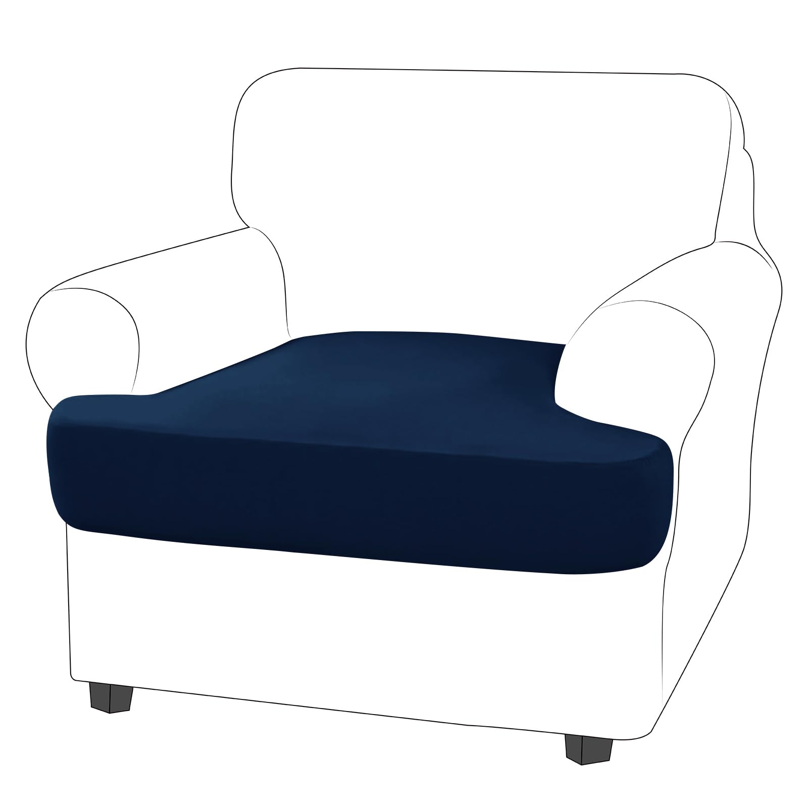 Molasofa T-Cushion Sofa Seat Slipcovers Set, Couch Furniture Protector For Sectional, Armchair, Loveseat - Pets - Stretch Spandex Fabric(1 Cushion Armchair,Navy Blue)