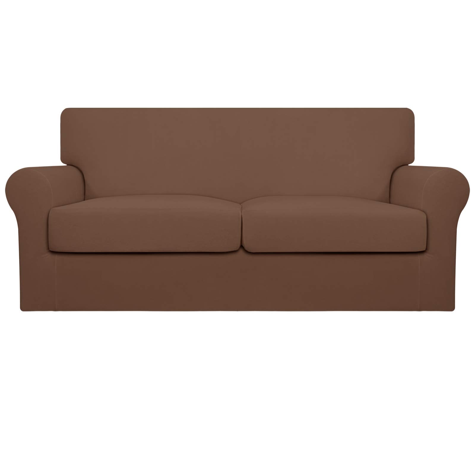 Easy-Going Oversized 3 Pieces Stretch Fleece Soft Loveseat Couch Cover For Pets - Washable Sofa Slipcover For 2 Separate Cushion Couch - Elastic Furniture Protector For Dogs, Kids Black