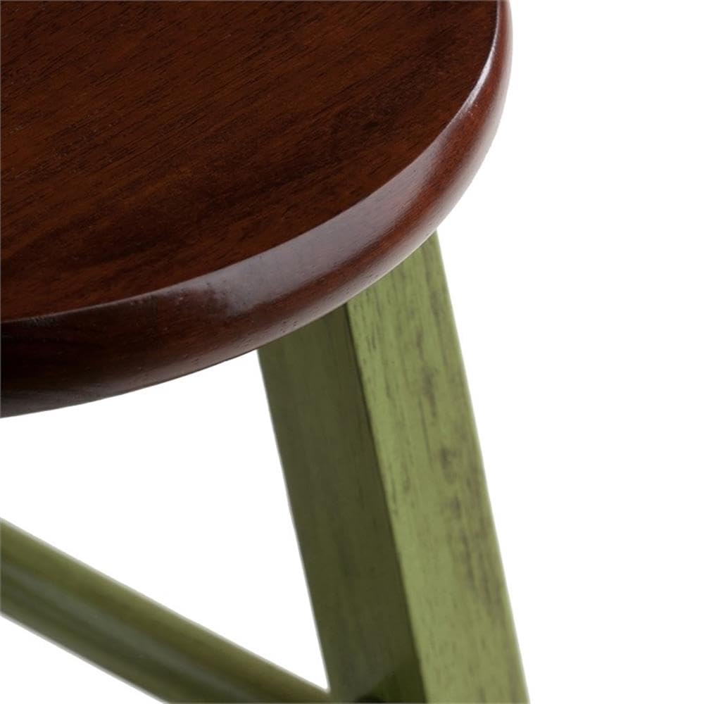 Winsome Wood Ivy Bar Stool, Rustic Green and Walnut, 29'
