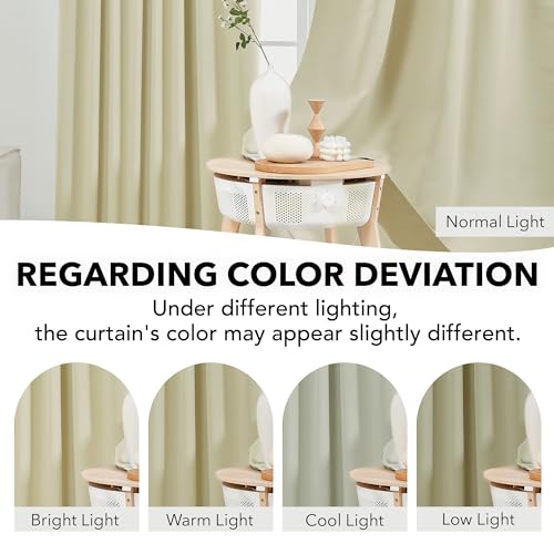 Deconovo Blackout Curtains – Room Darkening, Noise-Reducing, Thermal Insulated – Energy-Efficient Window Treatment For Bedroom, Living Room & Home Office – 2 Panels, Beige, 70W X 108L Inch