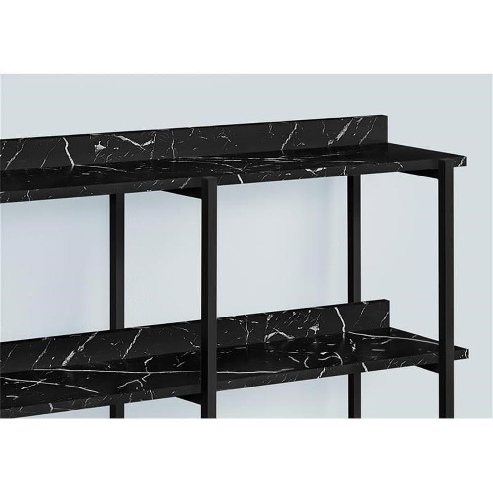 Monarch Specialties 2220 Accent Table, Console, Entryway, Narrow, Sofa, Living Room, Bedroom, Laminate, Contemporary, Modern Table-48, 47.25&quot; L x 12&quot; W x 34&quot; H, Black Marble-Look/Black Metal