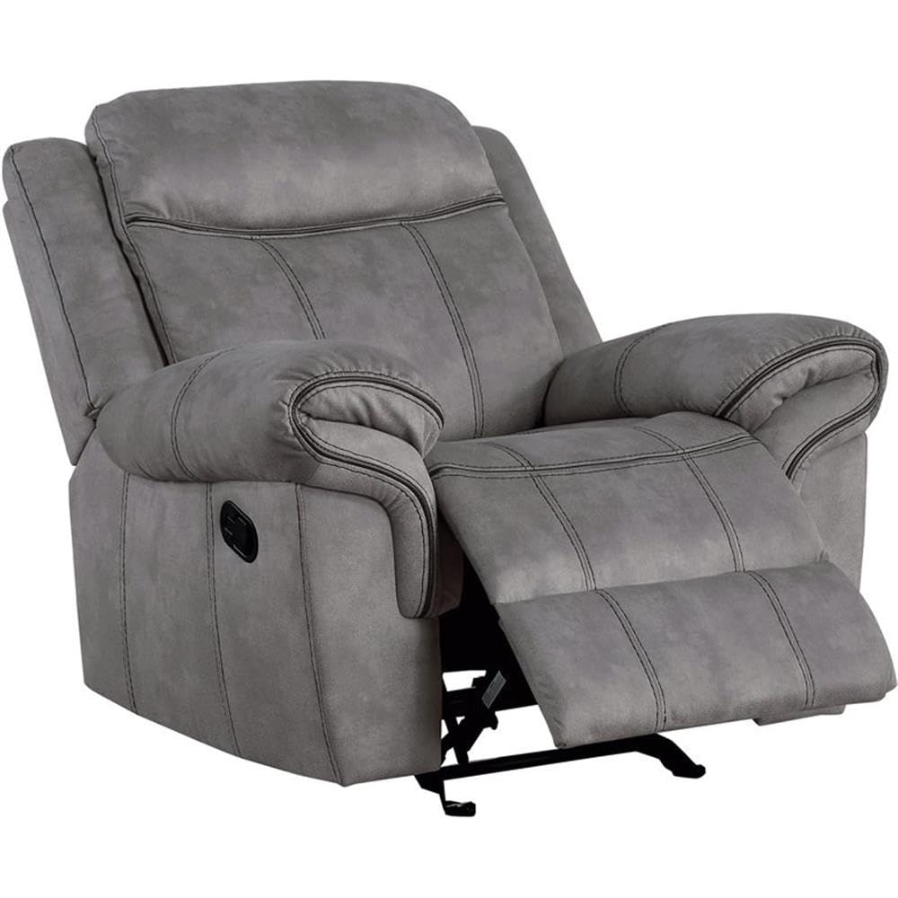 Acme Zubaida Velvet Horizontal Upholstered Glider Recliner In 2-Tone Gray