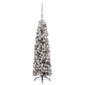 Vidaxl Slim Artificial Christmas Tree With Leds&Ball Set Accessory Ornament Festival Holiday Party Home Artificial Tree Xmas Dec